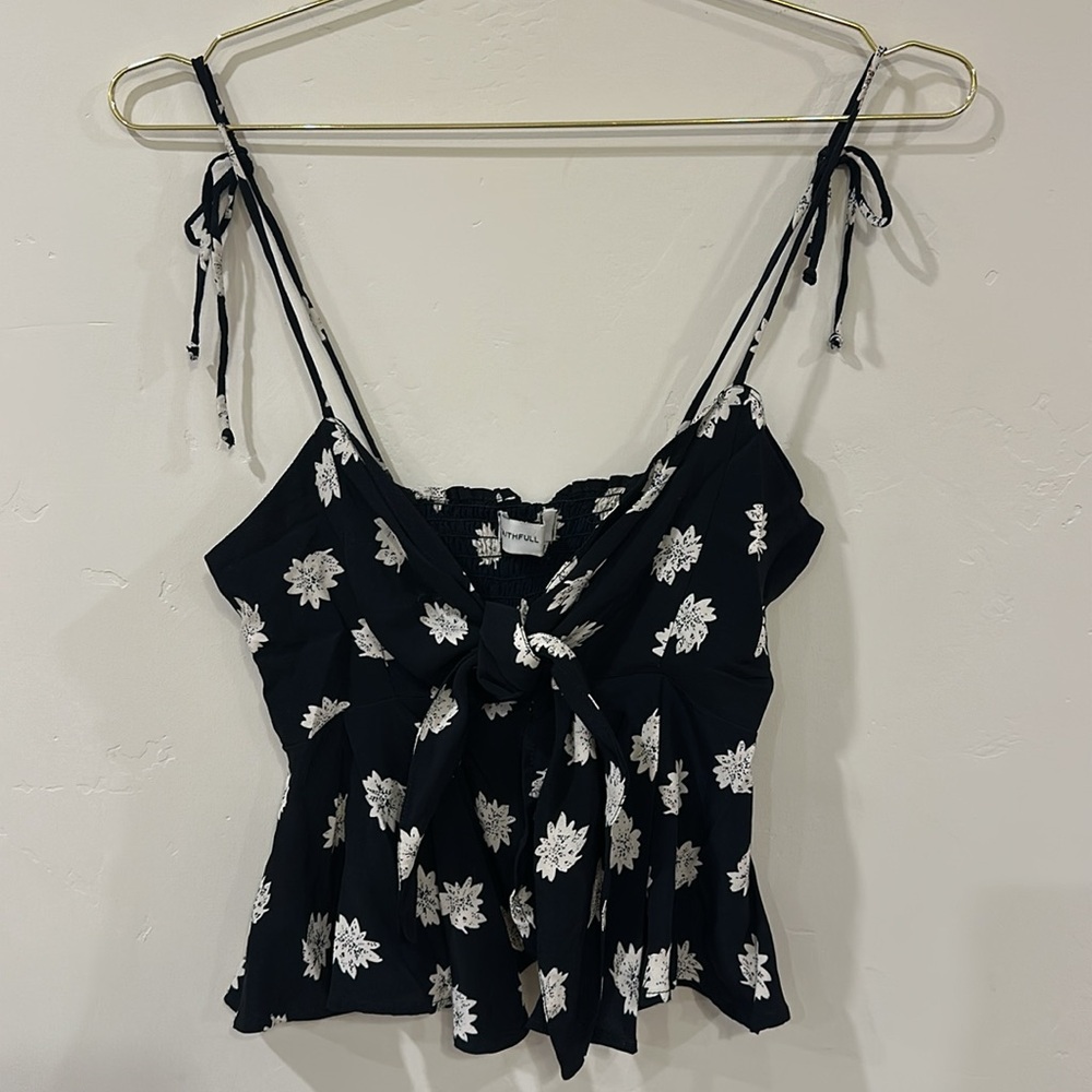 Faithful the brand front tie daisy tank top cami